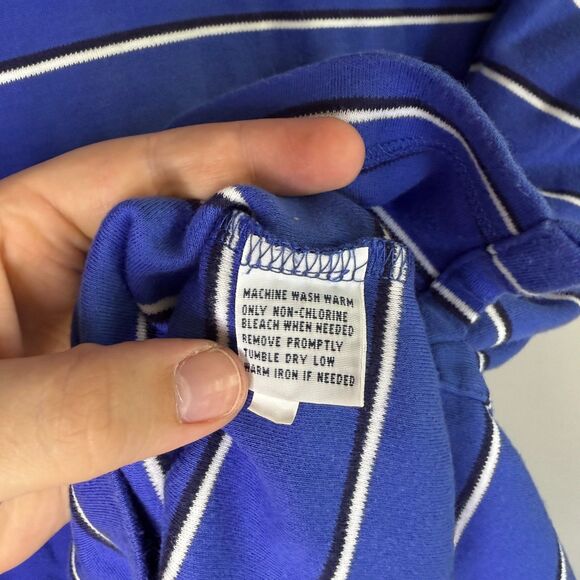 Polo Ralph Lauren Short Sleeve Collared Blue White Striped Yellow Pony Shirt L - Picture 5 of 6